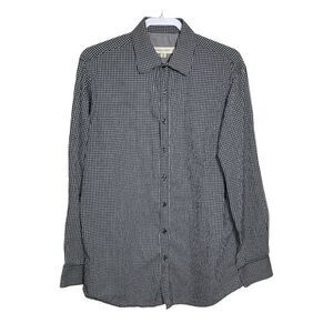 Pronto Uomo Shirt Mens Large Tall LT Black White Button Up Long Sleeve Corpcore
